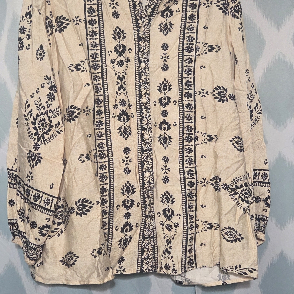 Bohemian Printed Button-Front Women's Top